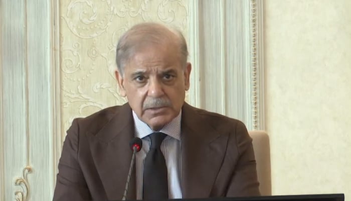 Prime Minister Shehbaz Sharif addressing the federal cabinet meeting in Islamabad on April 29, 2026. — Screengrab via X@GovtofPakistan