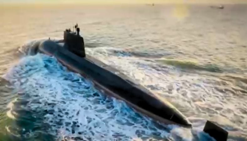 A view of the first Hangor-class submarine (PNS/M Hangor) in a screenshot taken from a video released on April 30, 2026. — ISPR
