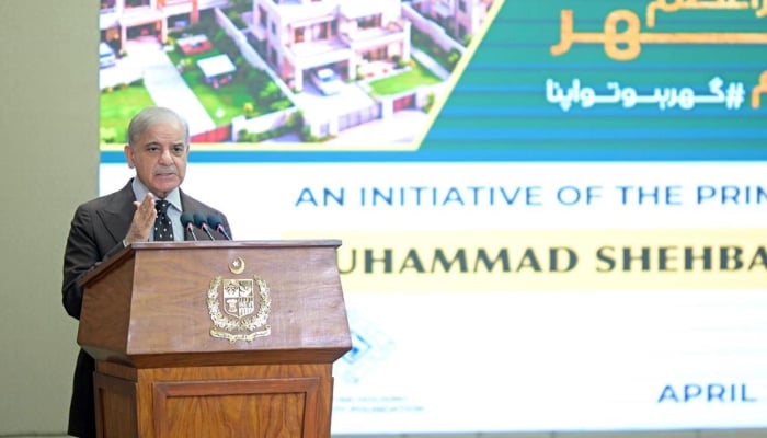 Prime Minister Shehbaz Sharif addresses the launching ceremony of PM Apna Ghar Programme, Islamabad, April 30, 2026. — APP