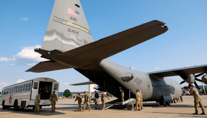 Servicemen attend the annual multinational crisis response training SABER GUARDIAN 23 HOSPEX with a medical focus, at the US Air Force Base in Ramstein, Germany, June 6, 2023. — Reuters