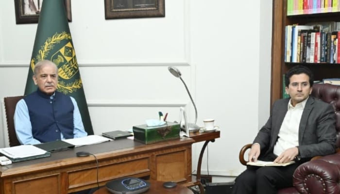 Prime Minister Shehbaz Sharif (left) chairs a meeting on power sector in Lahore, May 2, 2026. — X/@GovtofPakistan