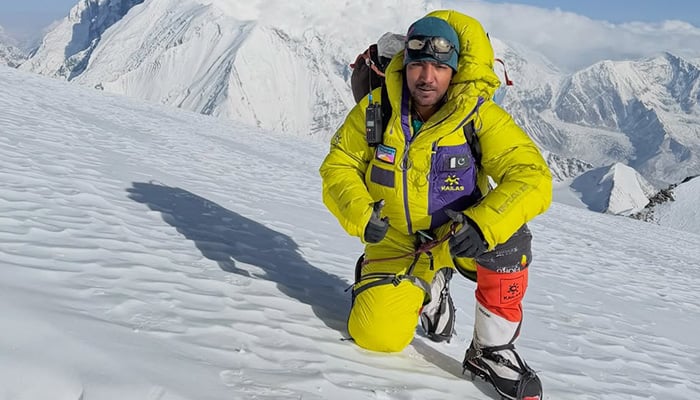 Pakistani mountaineer Sajid Ali Sadpara poses during acclimatisation rotation on Mount Makalu ahead of his planned summit push. — Instagram/sajidalisadpara
