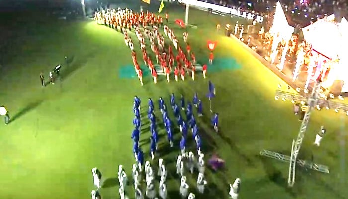 Dancers perform at the closing ceremony of PSL 11 at Lahore’s Gaddafi Stadium, on May 3, 2026. — Geo News