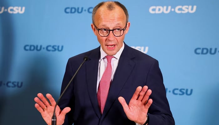 Christian Democratic Party (CDU) party leader Friedrich Merz speaks to the media after the German parliament voted against an opposition draft law on tightening immigration policy, in Berlin, Germany, January 31, 2025.— Reuters