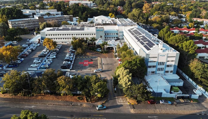 A drone view of a private health facility in Sandton, where a British national is being treated for hantavirus, in the Johannesburg Metropolitan Municipality, South Africa, May 4, 2026. — Reuters