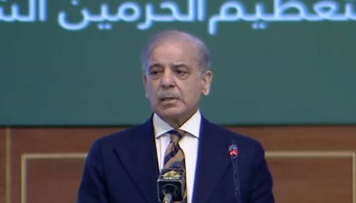 Prime Minister Shehbaz Sharif addresses 6th International Paigham-e-Islam Conference in Islamabad on May 6, 2026. — APP
