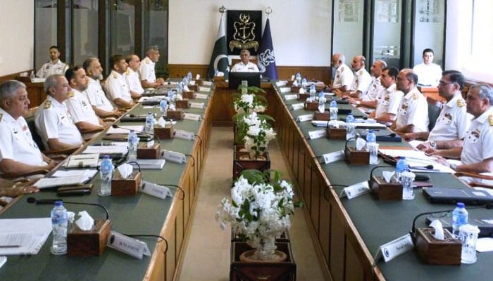 Chief of Naval Staff Admiral Naveed Ashraf chairs Command and Staff Conference of the Pakistan Navy at the Naval Headquarters in Islamabad on May 6, 2026. — PN