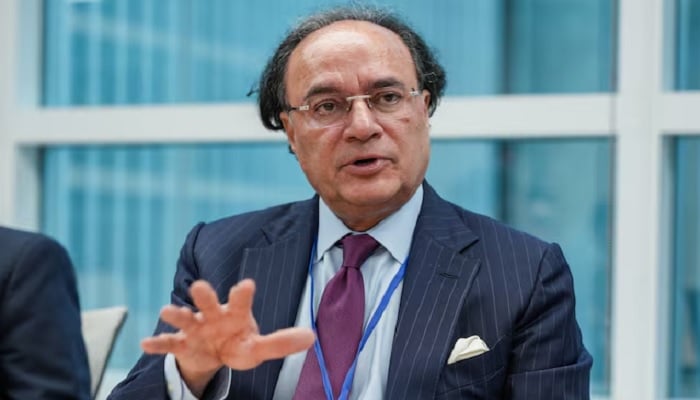 Pakistan Finance Minister Muhammad Aurangzeb speaks during an interview at the International Monetary Fund and World Bank Group’s annual spring meetings in Washington DC, US, April 13, 2026.— Reuters