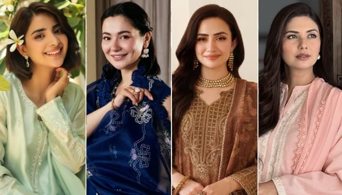 (From left to right), renowned actors Saboor Aly, Hania Aamir, Sana Javed, and Sunita Marshal. — Instagram
