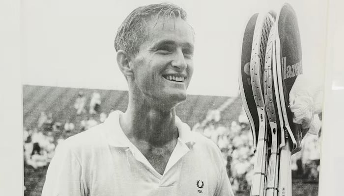 Australian tennis great Mal Anderson can be seen during his playing career in this undated image. — X/@TheFirstServeAU