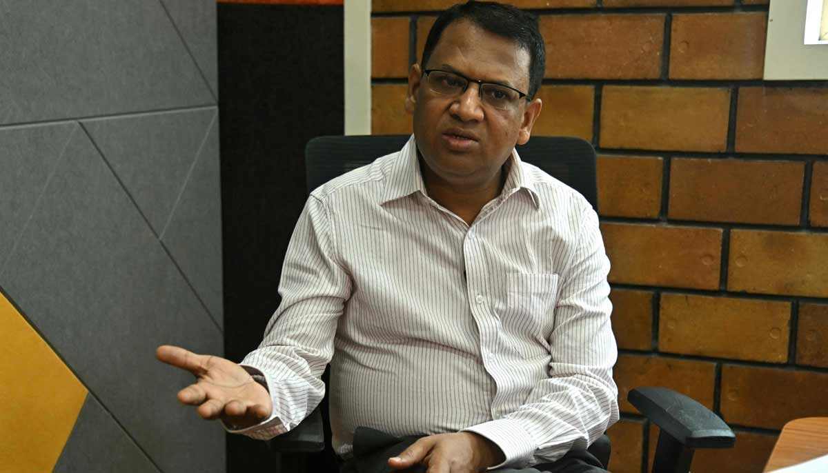 Adarsh Agarwal, appointed actuary at Go Digit Insurance, speaking during an interview with AFP inside their office in Bengaluru.— AFP