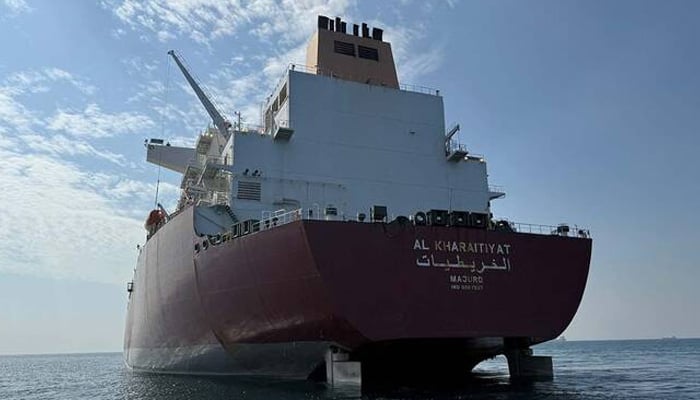 A photo taken on December 5, 2025, of Al Kharaitiyat vessel, which data shows it was sailing towards the Strait of Hormuz on Saturday, May 9, 2026, after departing Qatars Ras Laffan en route to Port Qasim in Pakistan, in this picture obtained from social media. — Reuters