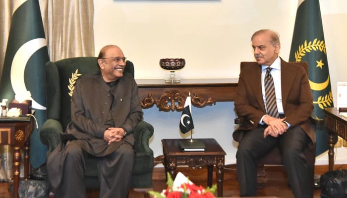 Prime Minister Shehbaz Sharif (right) meets President Asif Ali Zardari at Aiwan-e-Sadr in Islamabad on May 11, 2026. — President House