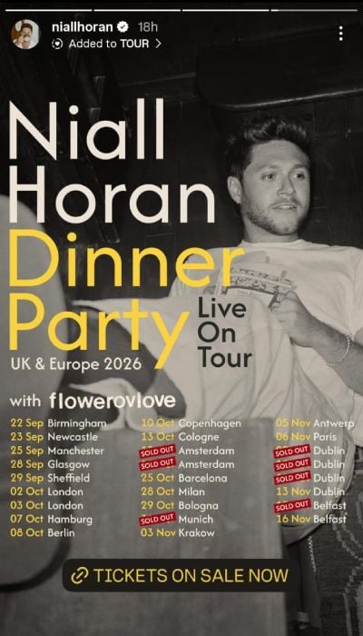 Niall Horan finally announces Dinner Party North American 2027 Tour dates