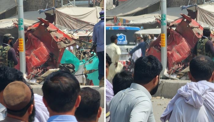 People gather at the site of the blast near Naurang police station in Lakki Marwat district, Khyber Pakhtunkhwa, May 12, 2026. — Reporter