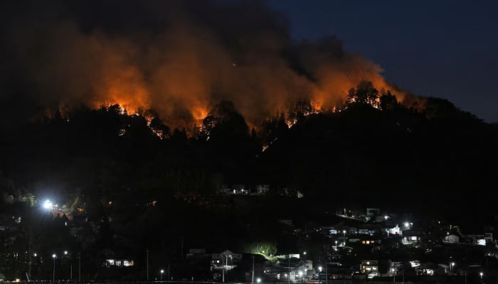 A wildfire burns near the Kirikiri district of Otsuchi, Iwate Prefecture, Japan, on April 24, 2026. — Reuters