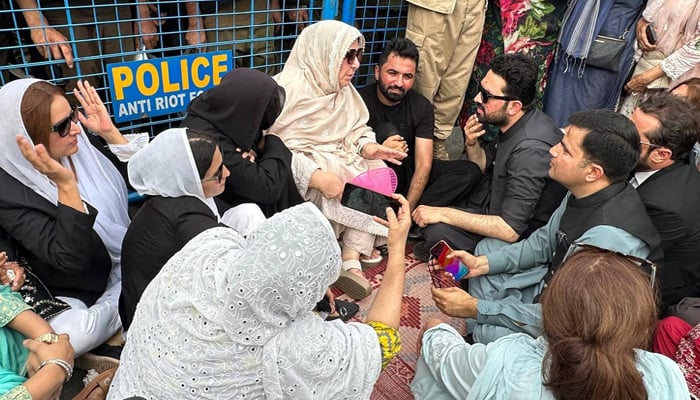KP CM Sohail Afridi joins sit-in staged by PTI founder Imran Khans sisters on Adiala Road in Rawalpindi on May 12, 2026. — Facebook/@ImMuhammadSohailAfridi
