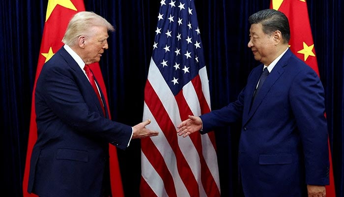 US President Donald Trump shakes hands with Chinese President Xi Jinping as they hold a bilateral meeting at Gimhae International Airport, in Busan, South Korea, October 30, 2025. — Reuters