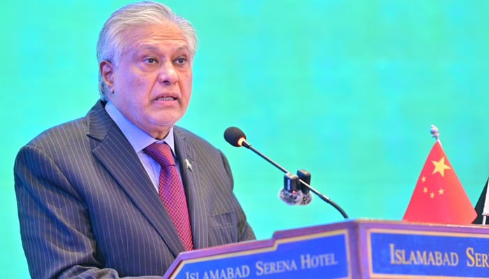 Deputy Prime Minister and Foreign Minister Senator Ishaq Dar addresses launching ceremony of IBI Pakistan Digital Economy Headquarters in Islamabad on May 13, 2026. — X/@ForeignOfficePk