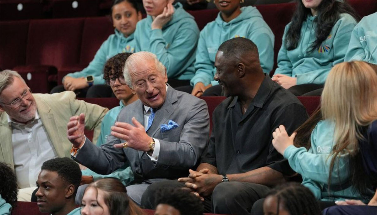 King Charles and Idris Elba celebrate rising young talent at theatre milestone