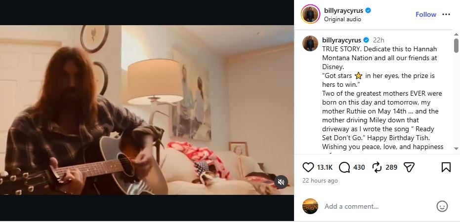 Billy Ray Cyrus honours ex-wife Tish with emotional birthday serenade