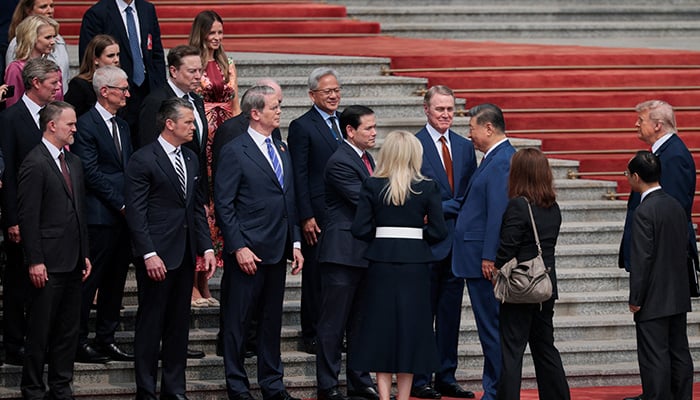 Secretary of State Marco Rubio (C) looks on next to US President Donald Trump (2nd L) as they meet with Chinas President Xi Jinping at the Great Hall of the People in Beijing on May 14, 2026. — AFP