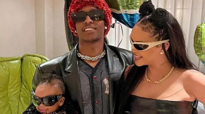 Rihanna, ASAP Rocky leave RZA's party with decorations in hand