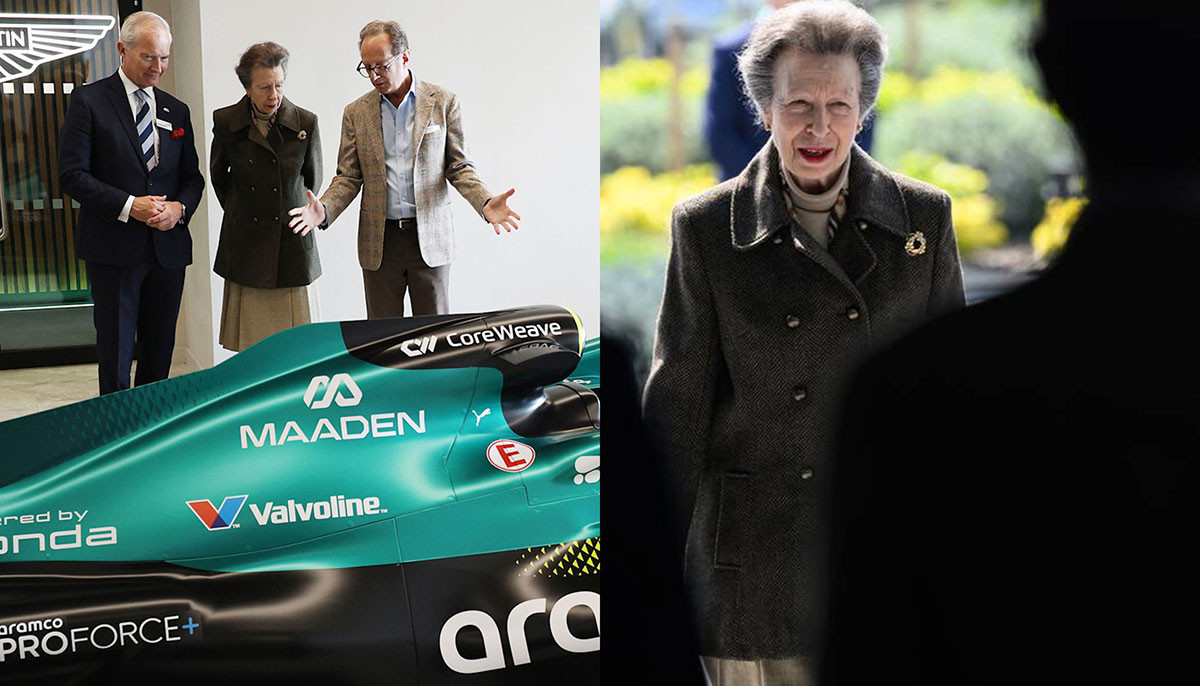 Princess Anne lands in style by helicopter for high-speed mission with Aston Martin