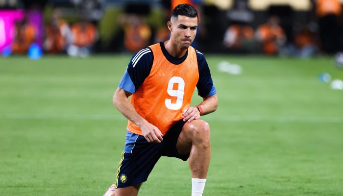 Nassrs Portuguese forward #07 Cristiano Ronaldo warms up before the Saudi Pro League football match between Al-Nassr and Al-Hilal at King Fahd Sports City Stadium in Riyadh on May 12, 2026. — AFP