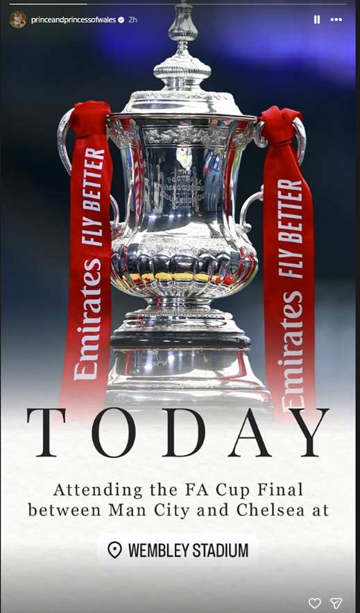 Palace shares update as Prince William reaches milestone ahead of FA Cup final