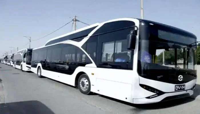 Representational image shows electric buses in Karachi. — APP/file