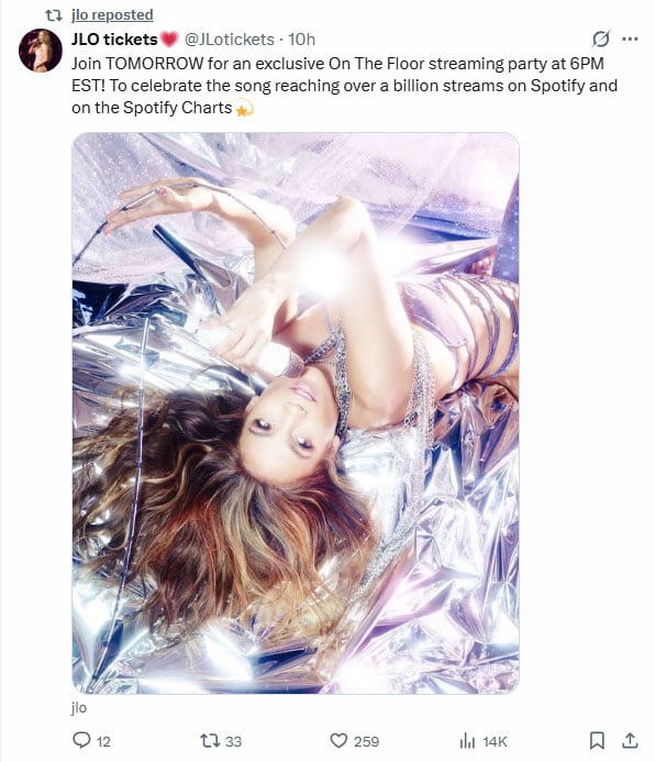 Jennifer Lopez celebrates major On The Floor milestone