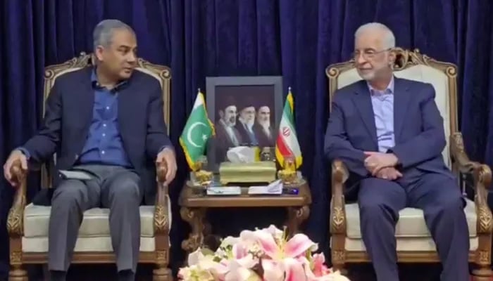 Interior Minister Mohsin Naqvi (left) meets his Iranian counterpart Eskandar Momeni in Tehran on May 20, 2026. — Screengrab via Irans Press TV