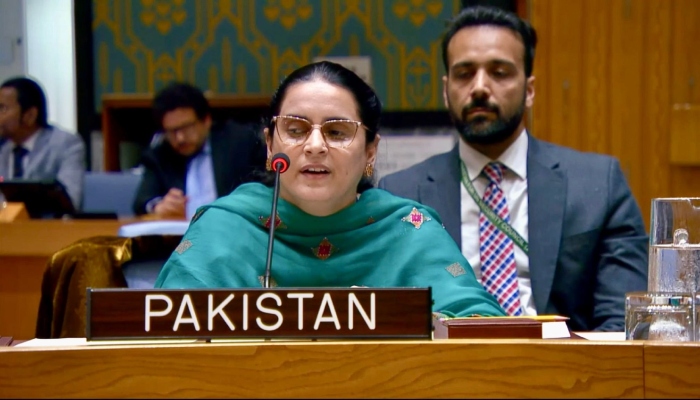 Saima Saleem, Counsellor on Human Rights for Pakistans Permanent Mission to the United Nations, speaks at UNSC on May 20,2026. — X@PakistanUN_NY