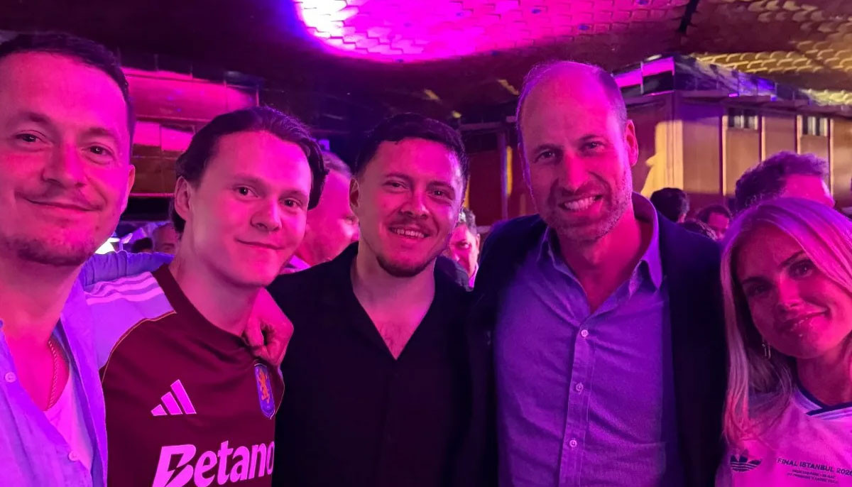 Prince William caught in post-game party mood