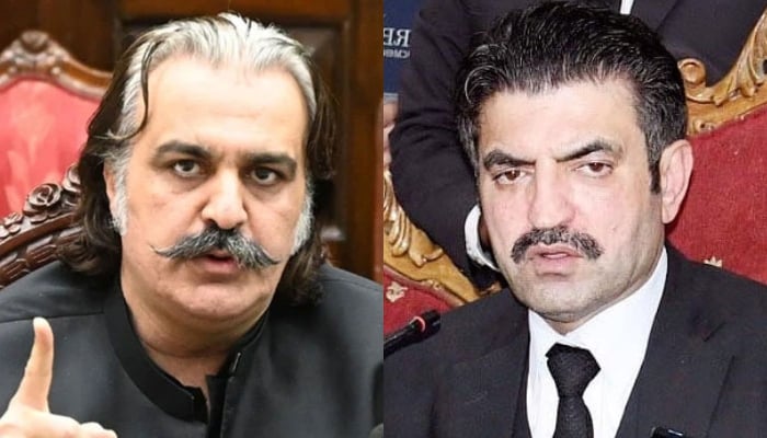 Khyber Pakhtunkhwa former chief minister Ali Amin Gandapur (left) and expelled PTI leader Sher Afzal Marwat. —NNI/ X/@GovernmentKP/File