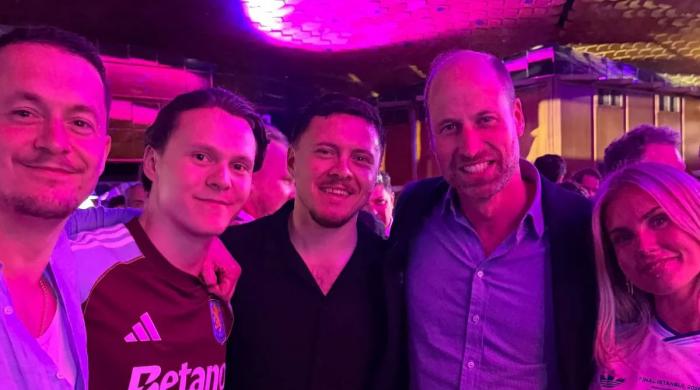 Prince William caught in post-game party mood