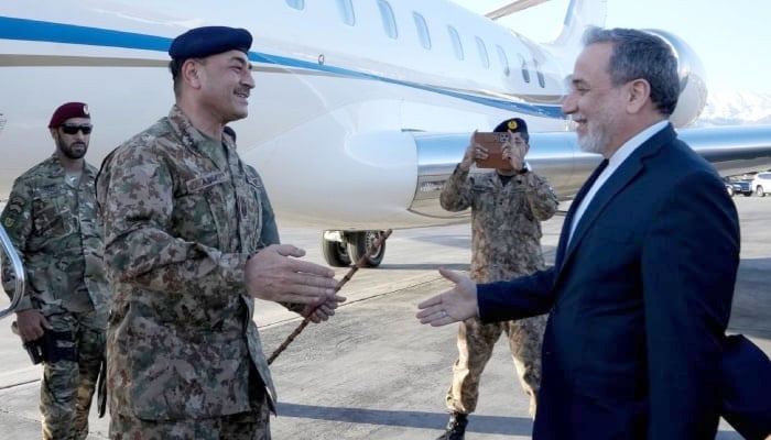 Field Marshal Asim Munir (left) meets Iranian Foreign Minister Abbas Araghchi upon his arrival in Tehran on April 15, 2026. — X/@Iran_GOV