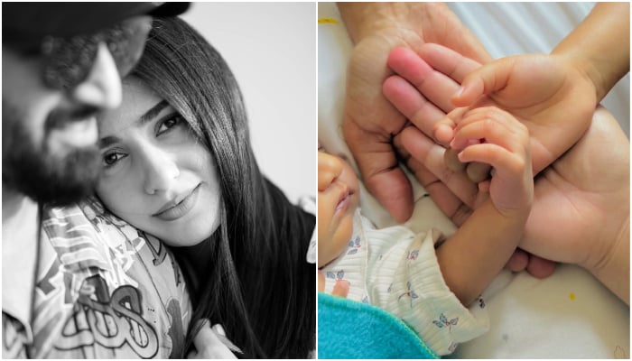 From (left to right) Falak Shabbir and Sara Khan and their newborn. — Instagram/@revolutionpixels @sarakhanofficial