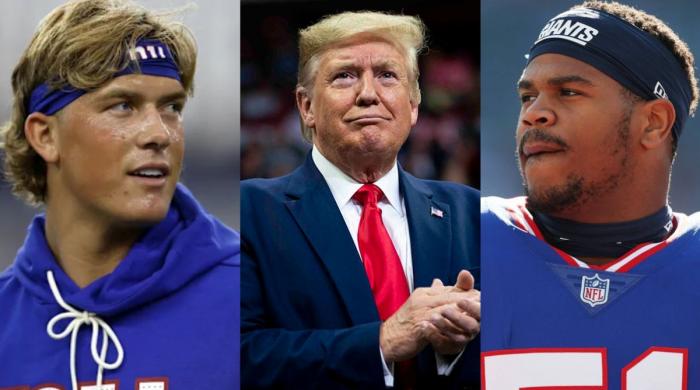 What did Giants' star Abdul Carter say about Daxson Dart for introducing Trump at rally?