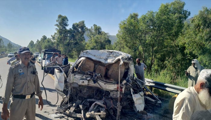 This image shows the site of the accident on Swat Motorway on May 25, 2026.— Reporter