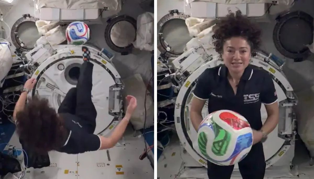 NASA astronaut pulls off impossible football kick in space