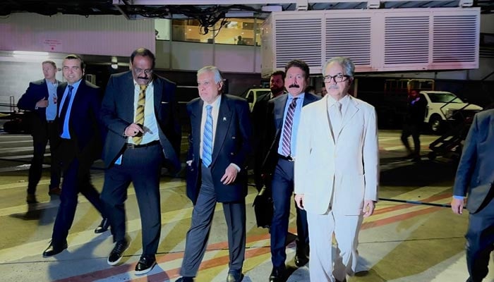 Deputy Prime Minister and Foreign Minister Ishaq Dar arrives in New York on May 26, 2026. —X/@ForeignOfficePk