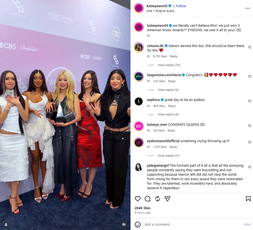 KATSEYE celebrates their big AMAs win with tribute to Taylor Swift, BTS
