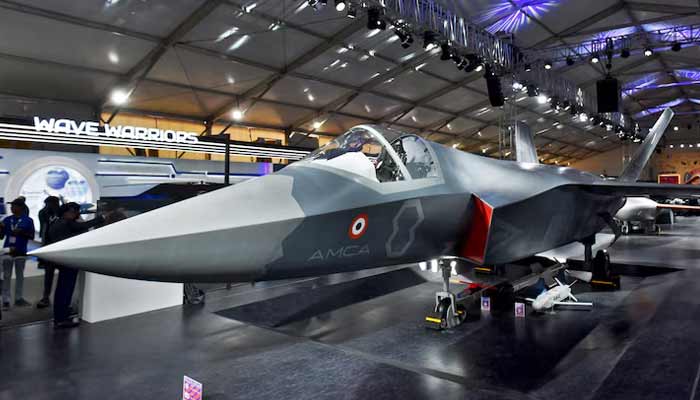 Visitors stand next to a prototype of the Advanced Medium Combat Aircraft (AMCA), Indias most advanced stealth fighter jet, at the Aero India 2025 air show at Yelahanka air base in Bengaluru, India, February 11, 2025.— Reuters/File