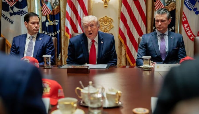 US President Donald Trump, Secretary of State Marco Rubio and Defence Secretary Pete Hegseth attend a cabinet meeting in the Cabinet Room at the White House, in Washington, DC, US, May 27, 2026. — Reuters