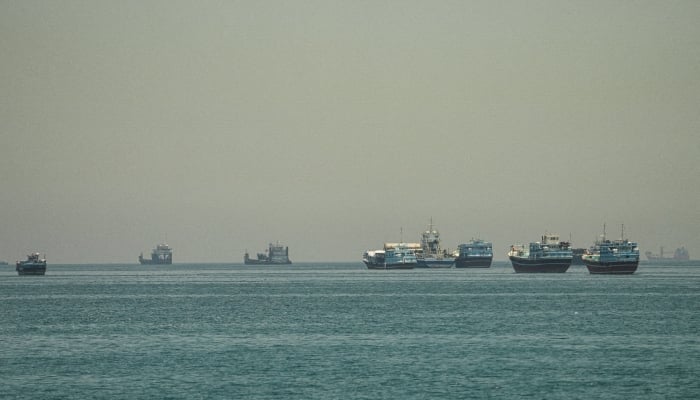 Vessels anchored at the Strait of Hormuz, as seen from Musandam, Oman, May 25, 2026. — Reuters
