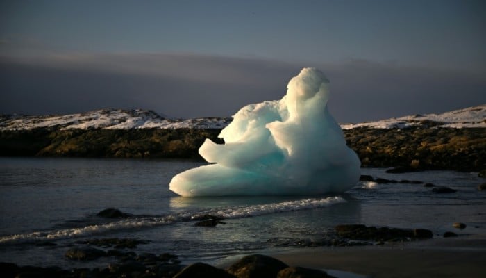 An ice block on the shore in Nuuk, western Greenland. — AFP