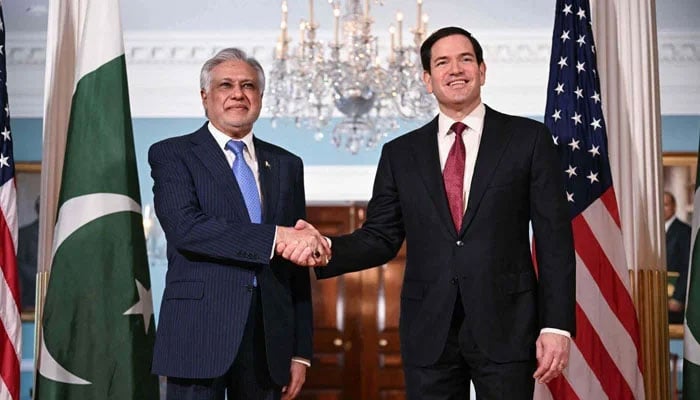 Foreign Minister and Deputy Prime Minister Ishaq Dar meets US Secretary of State Marco Rubio at US State Department, Washington, July 25, 2025. — AFP