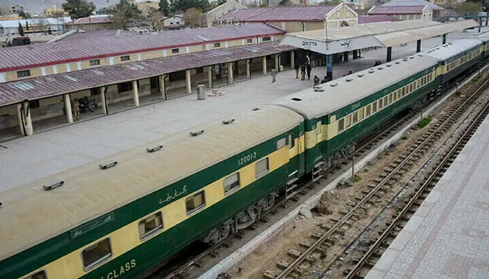 A train is seen stationed at a railway station in Quetta. — AFP/File